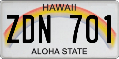 HI license plate ZDN701