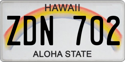 HI license plate ZDN702