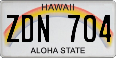 HI license plate ZDN704