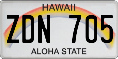 HI license plate ZDN705