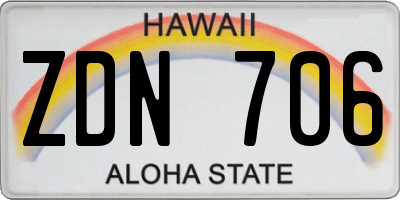 HI license plate ZDN706