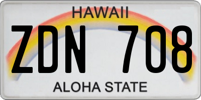 HI license plate ZDN708