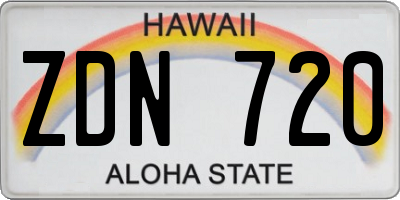 HI license plate ZDN720