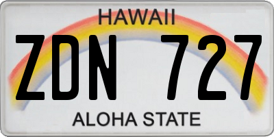 HI license plate ZDN727