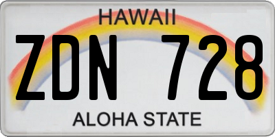 HI license plate ZDN728