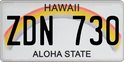 HI license plate ZDN730