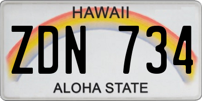 HI license plate ZDN734