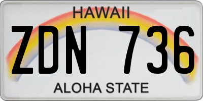 HI license plate ZDN736