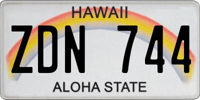 HI license plate ZDN744