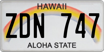 HI license plate ZDN747