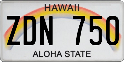 HI license plate ZDN750