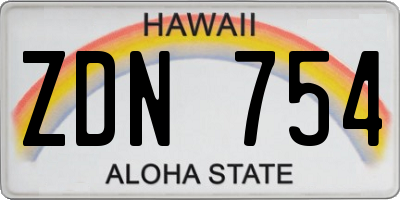 HI license plate ZDN754