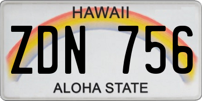 HI license plate ZDN756