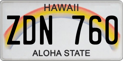 HI license plate ZDN760