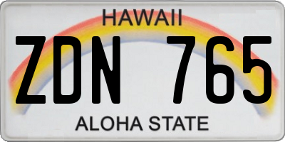 HI license plate ZDN765