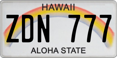 HI license plate ZDN777