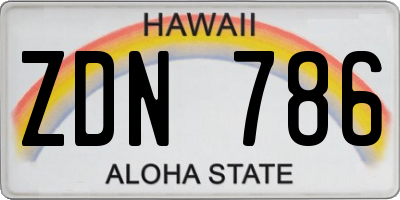 HI license plate ZDN786