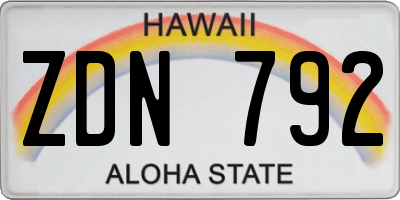 HI license plate ZDN792