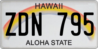 HI license plate ZDN795