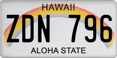 HI license plate ZDN796