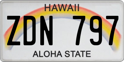 HI license plate ZDN797
