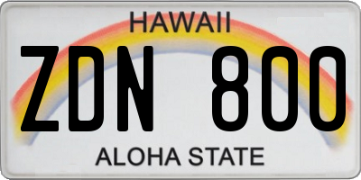 HI license plate ZDN800