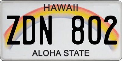 HI license plate ZDN802