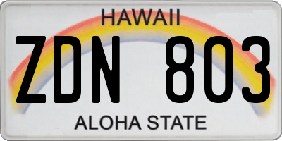 HI license plate ZDN803