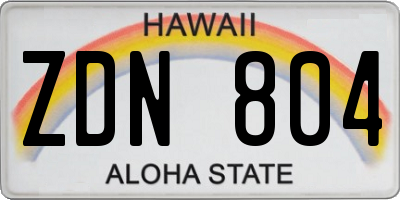 HI license plate ZDN804