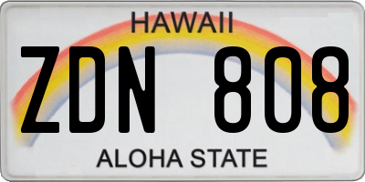 HI license plate ZDN808