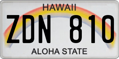 HI license plate ZDN810