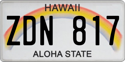 HI license plate ZDN817