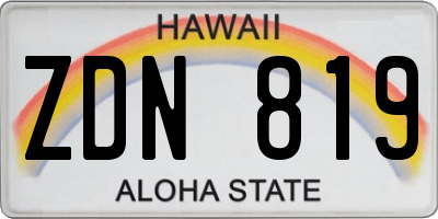 HI license plate ZDN819