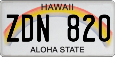 HI license plate ZDN820