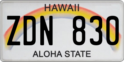 HI license plate ZDN830