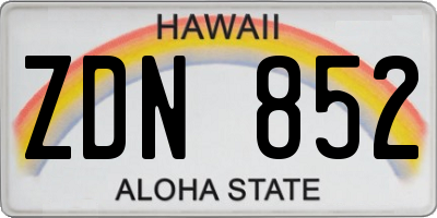 HI license plate ZDN852