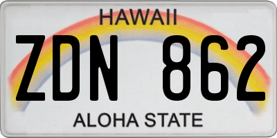 HI license plate ZDN862