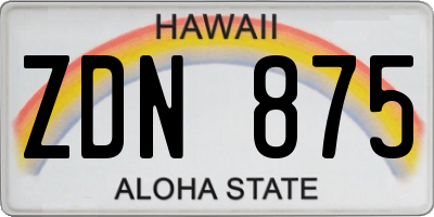 HI license plate ZDN875