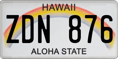 HI license plate ZDN876