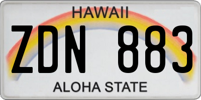 HI license plate ZDN883