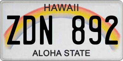 HI license plate ZDN892