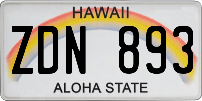 HI license plate ZDN893