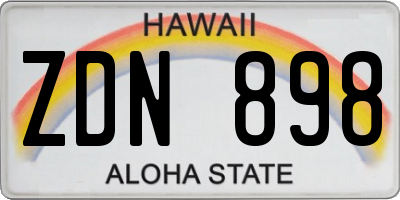 HI license plate ZDN898
