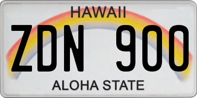 HI license plate ZDN900