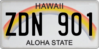 HI license plate ZDN901