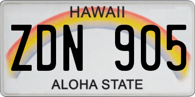 HI license plate ZDN905