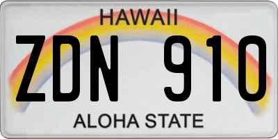 HI license plate ZDN910