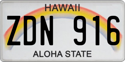 HI license plate ZDN916