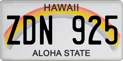 HI license plate ZDN925