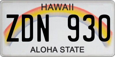HI license plate ZDN930